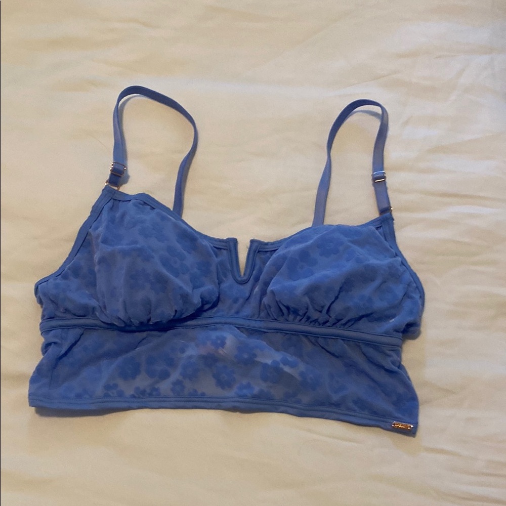 PINK Victoria's Secret Blue Wireless Bra with Ruched Detail